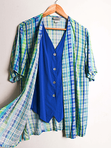 Camisa tartán verde y azul 