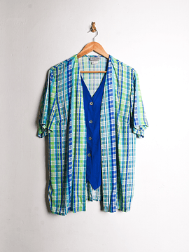 Camisa tartán verde y azul 