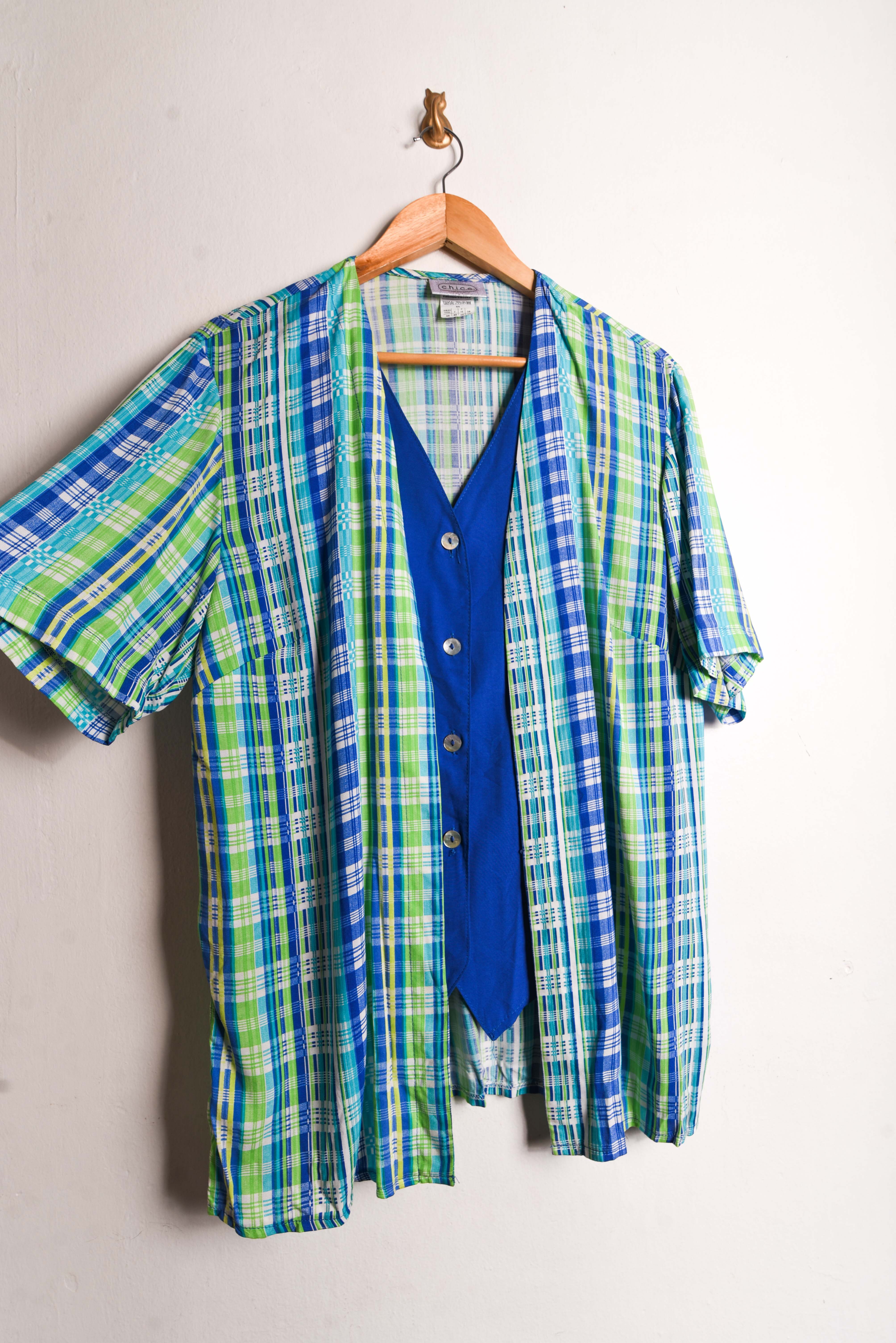 Camisa tartán verde y azul 
