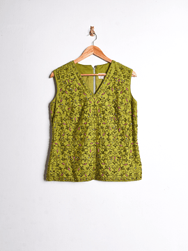 Top bordado seda vintage 1960s