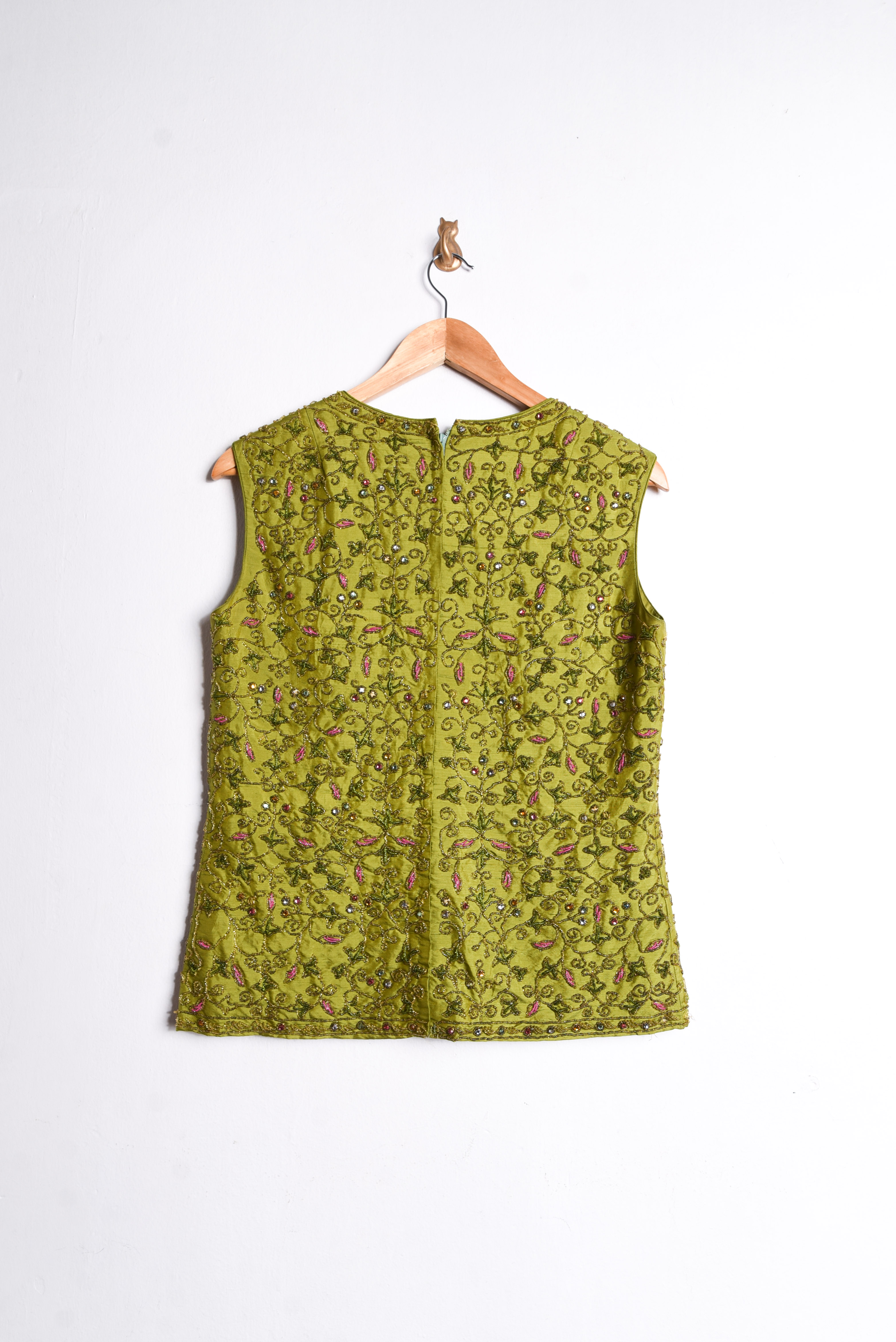 Top bordado seda vintage 1960s