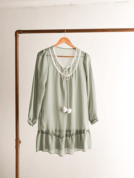 Vestido verde pastel lazito