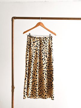 Maxi falda satín animal print