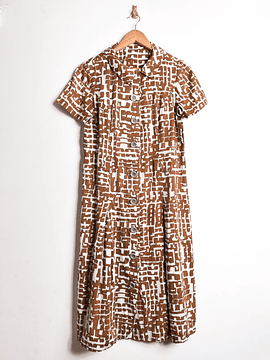 Vestido café 60s botones