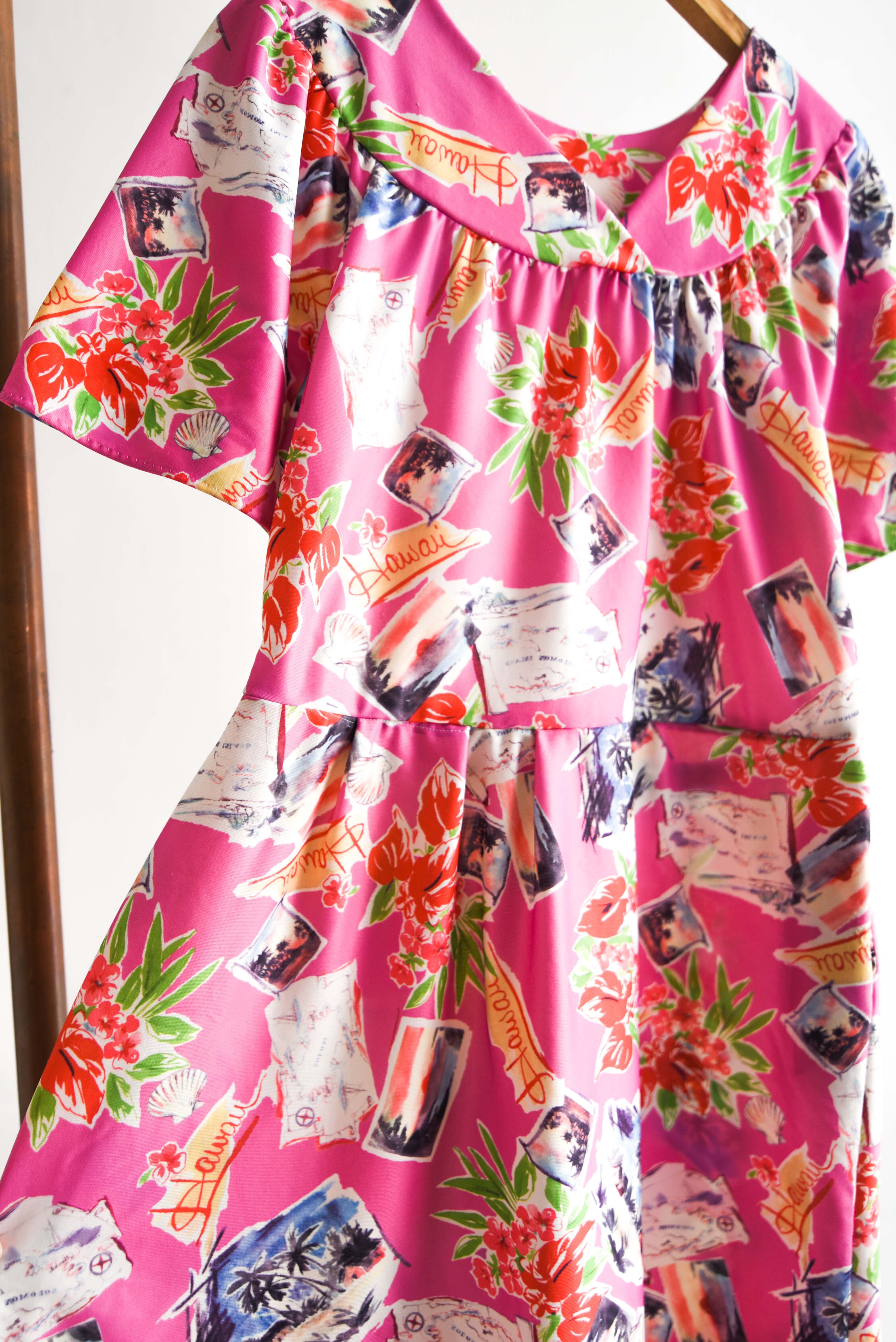 Vestido pink reworked vintage Hawaii