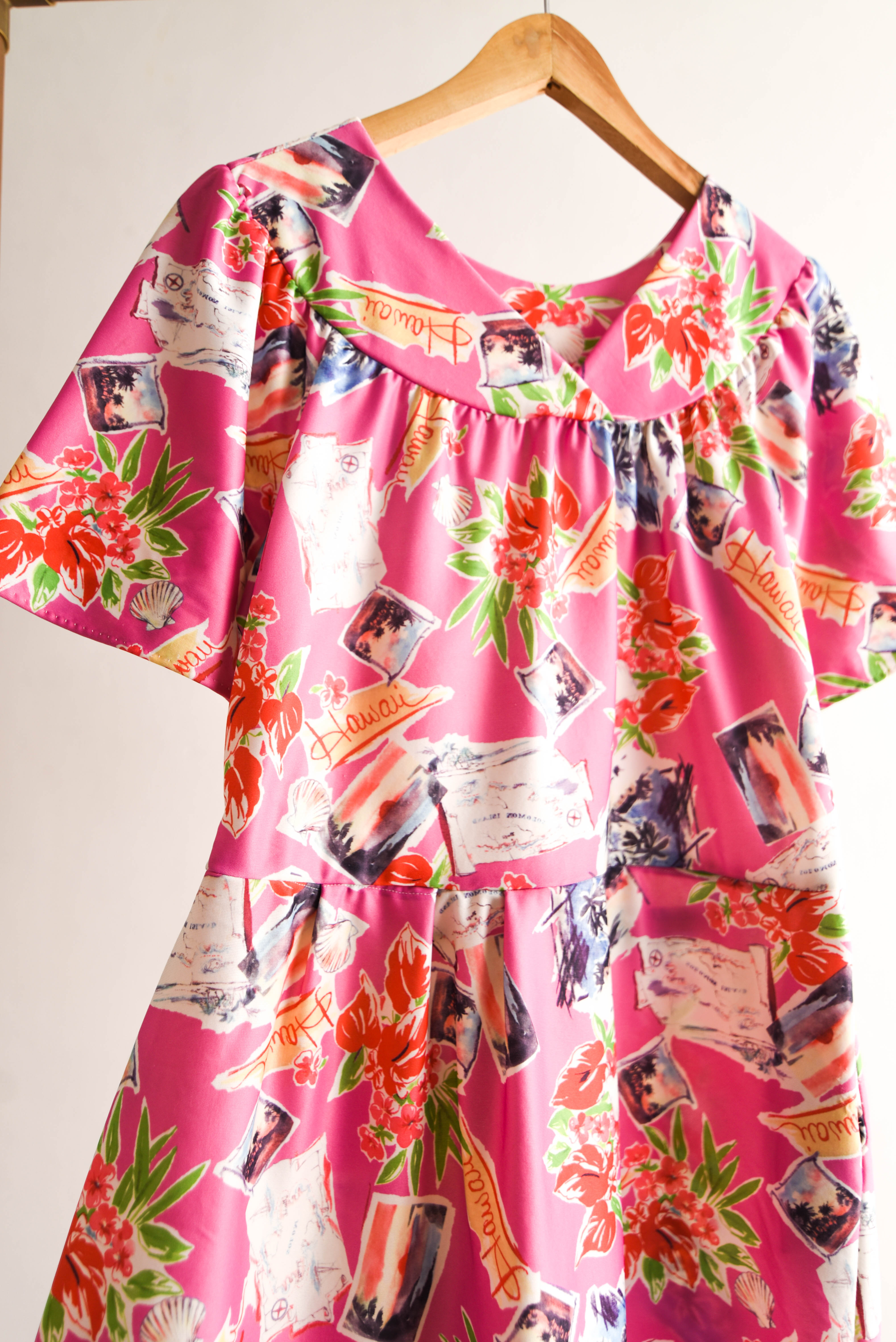 Vestido pink reworked vintage Hawaii