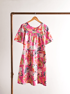 Vestido pink reworked vintage Hawaii