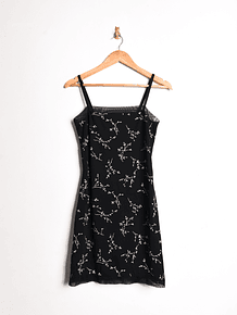 Vestido negro 90s flores