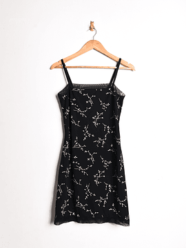 Vestido negro 90s flores