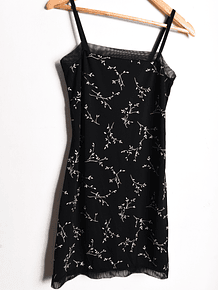 Vestido negro 90s flores