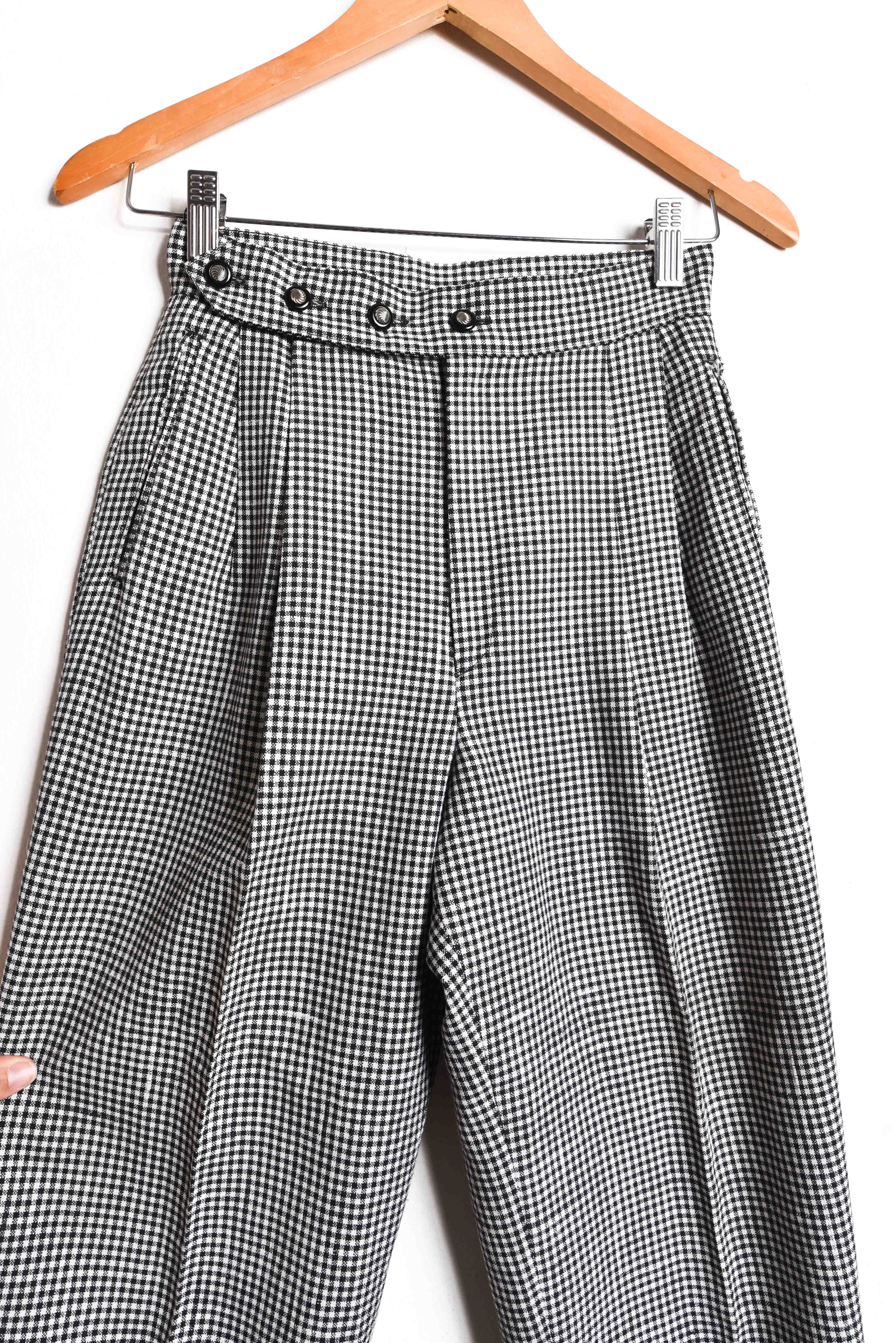 Pantalón gingham tiro alto b&w