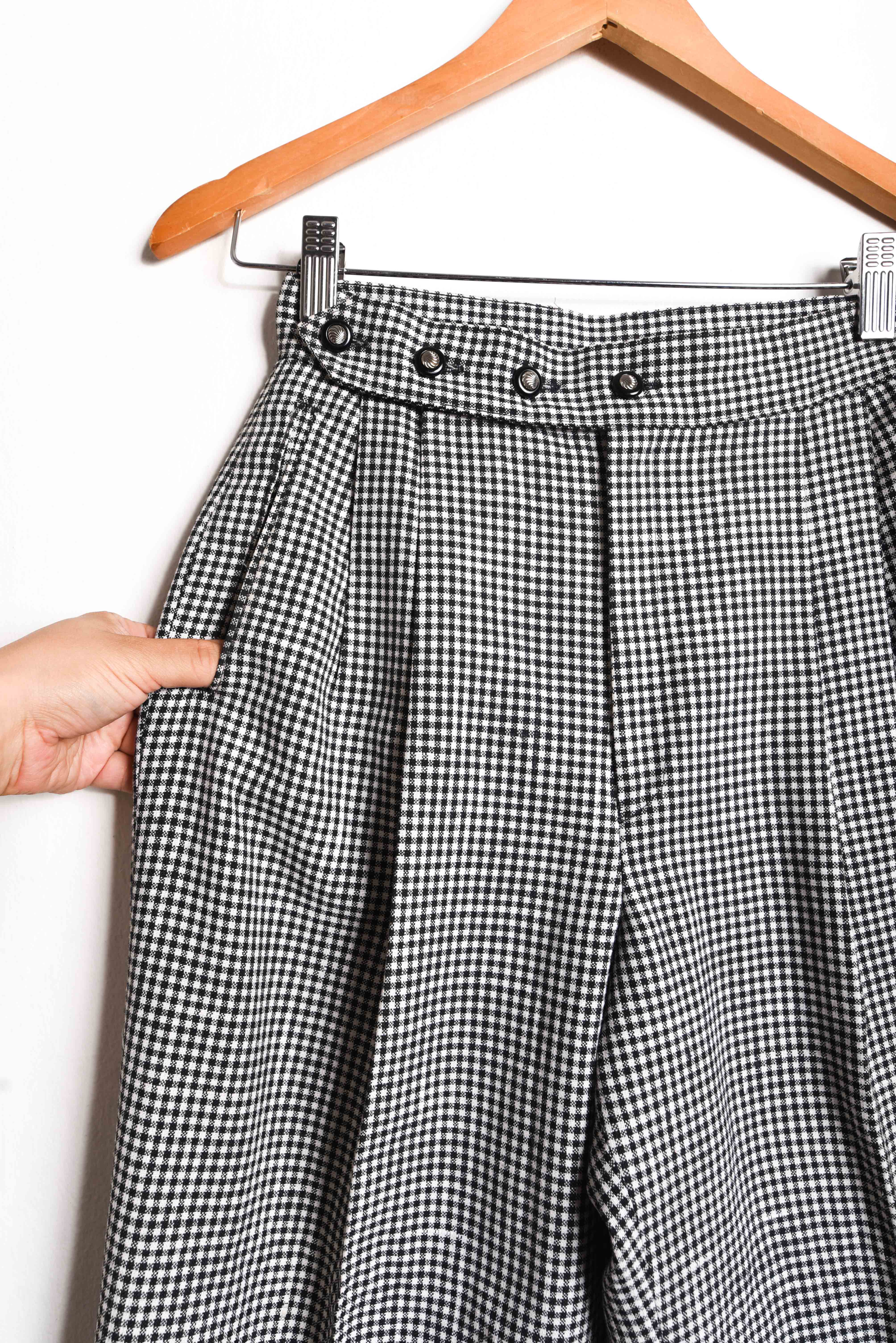 Pantalón gingham tiro alto b&w