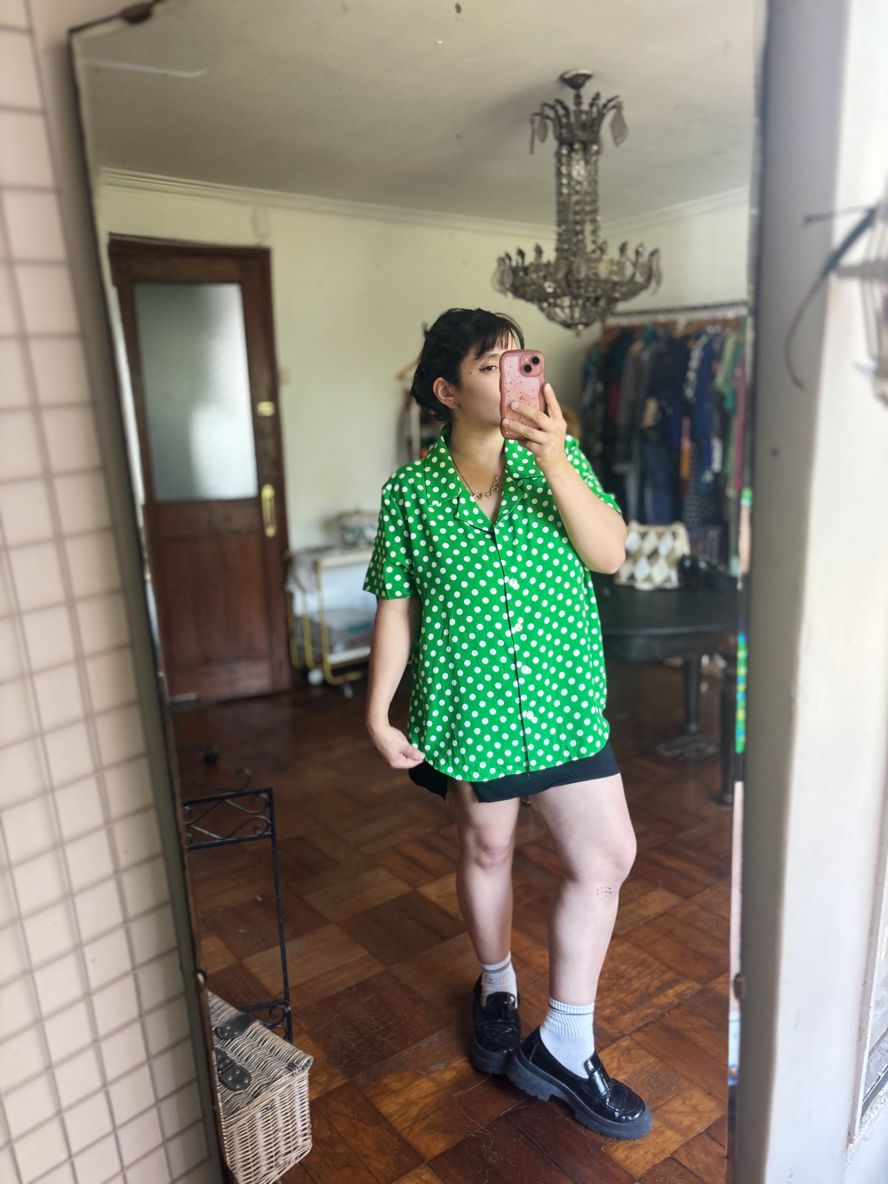 Blusa green polka dots