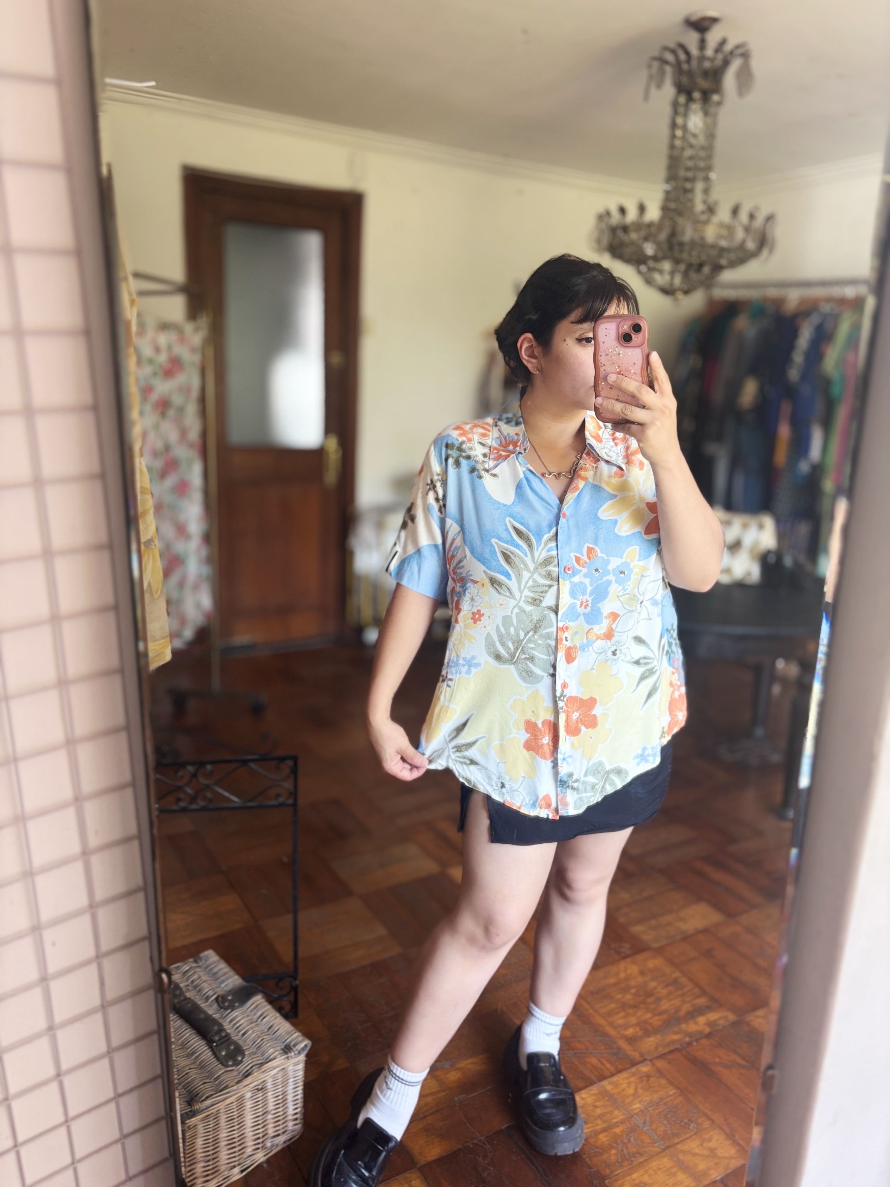 Camisa celeste tropical