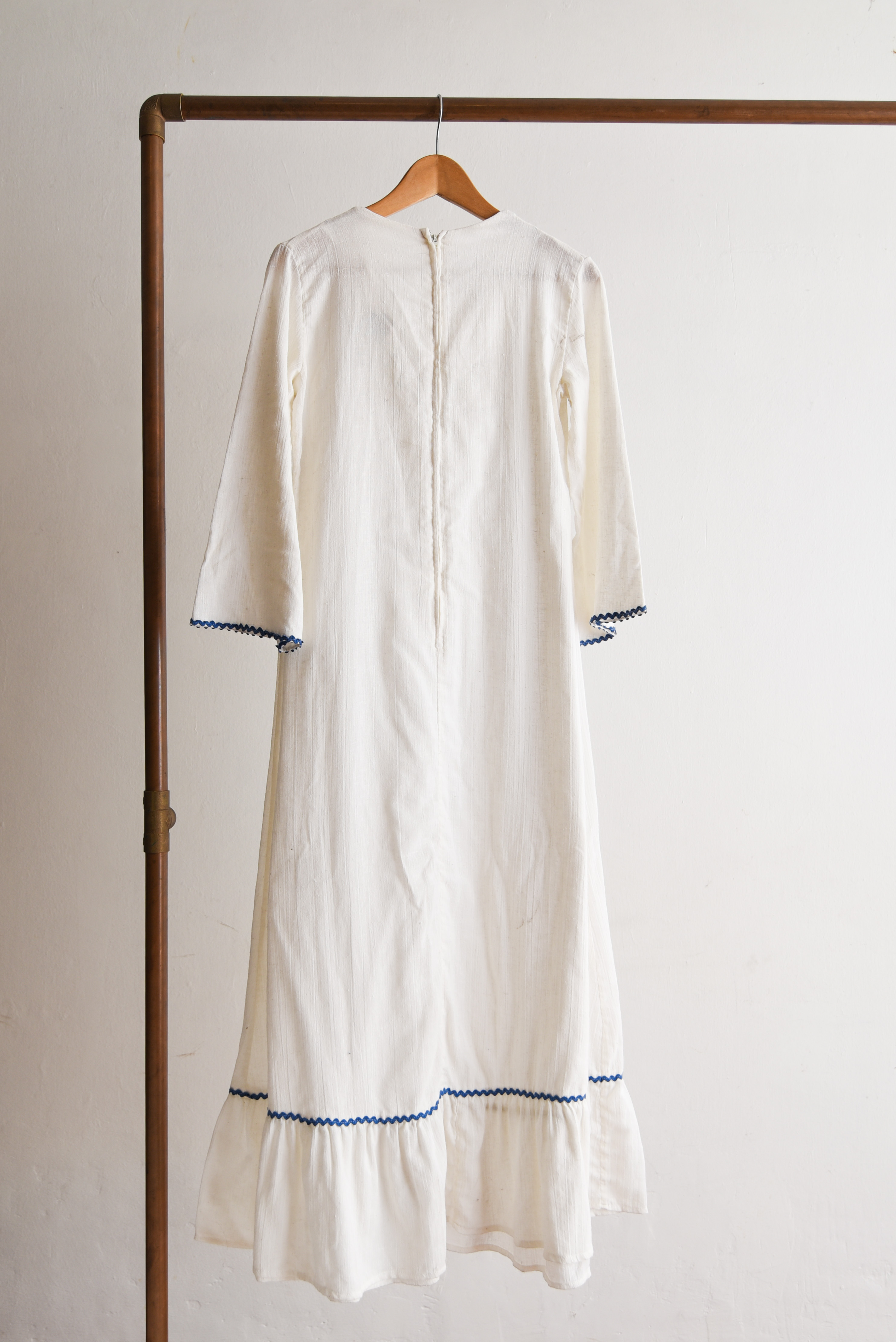 Maxi vestido blanco bordado vintage