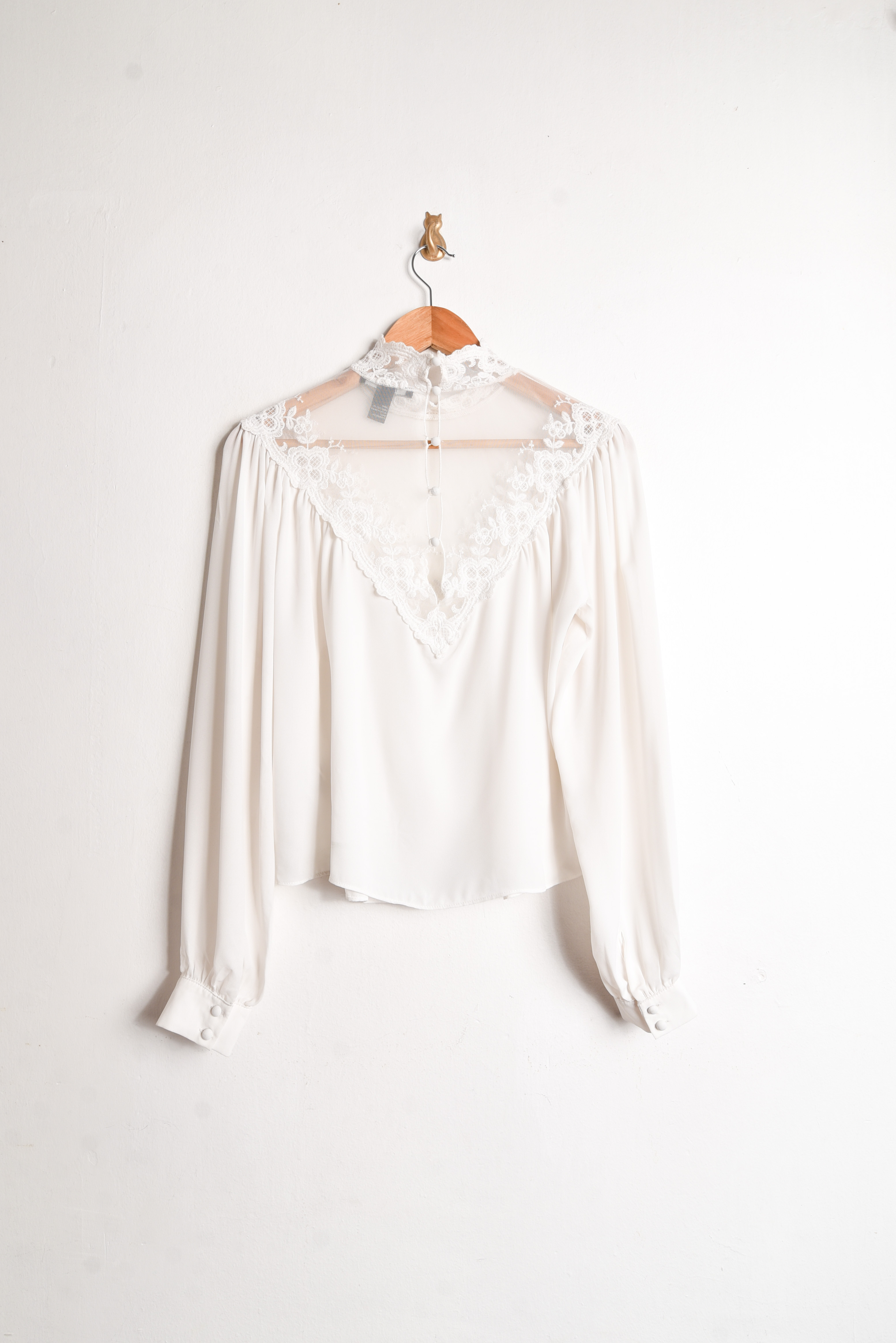 Blusa blanca romantica transparencia