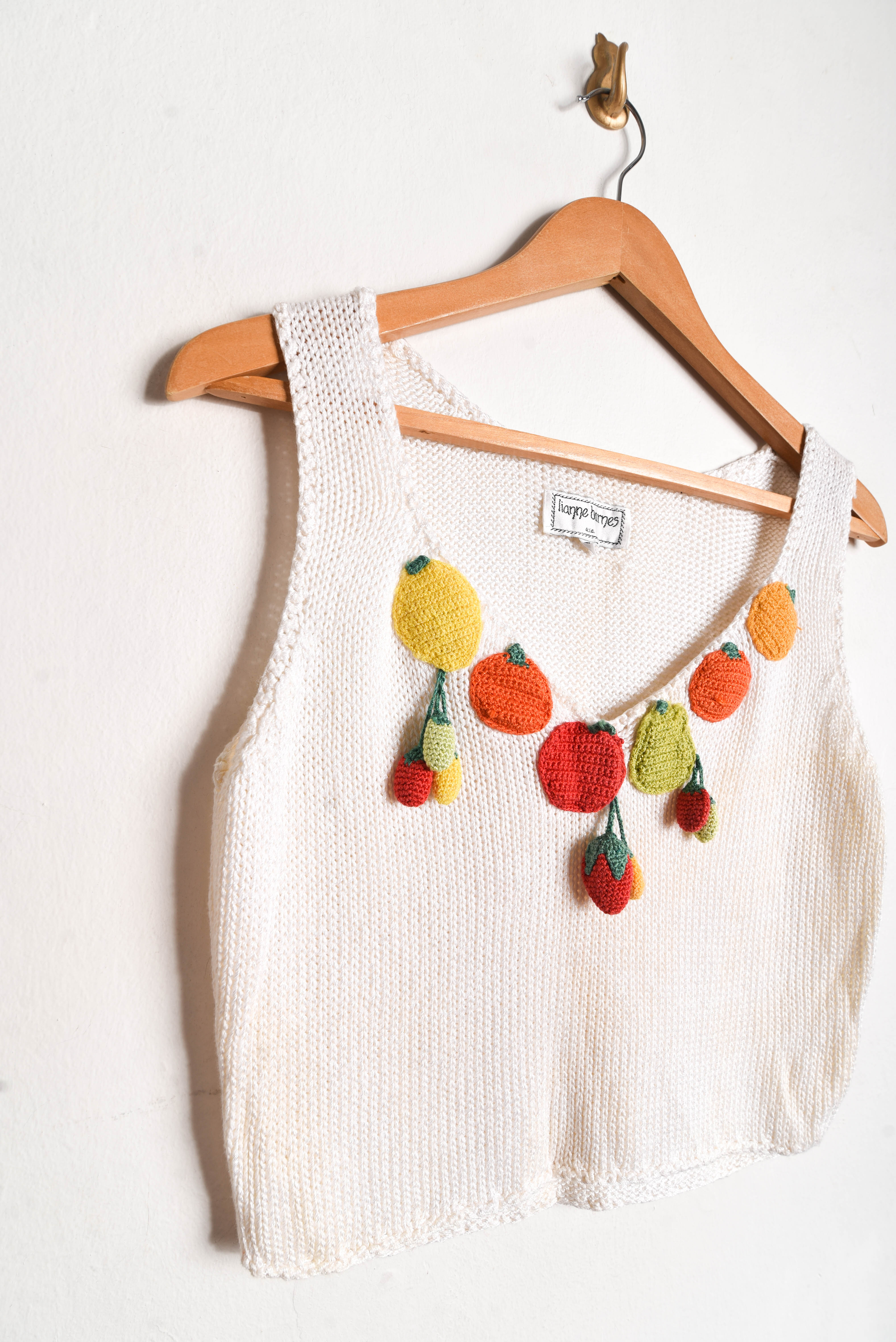 Top tejido frutas vintage