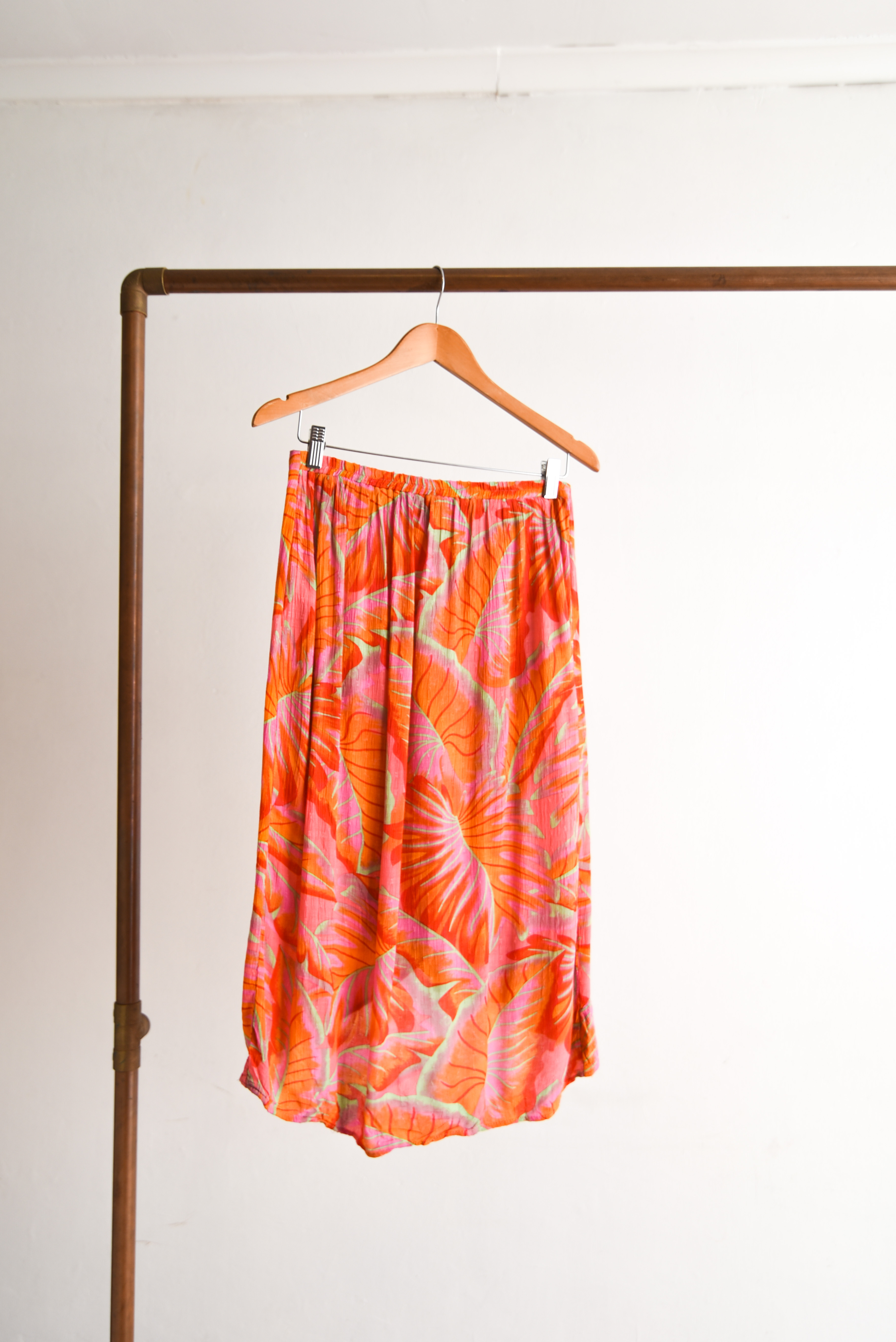 Falda bambula tropical naranja