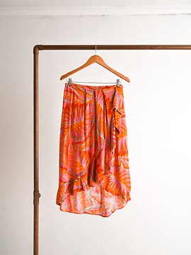 Falda bambula tropical naranja