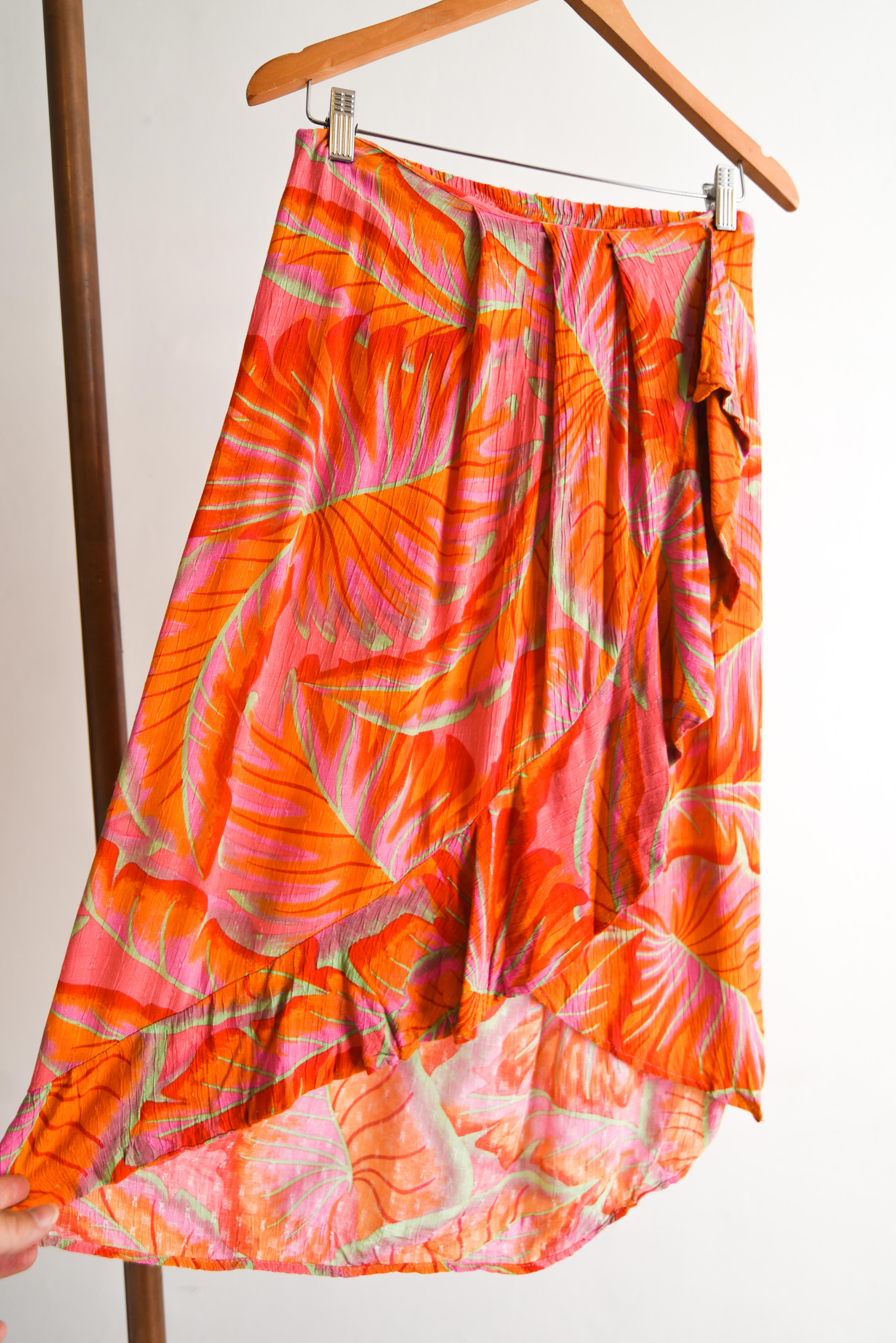 Falda bambula tropical naranja