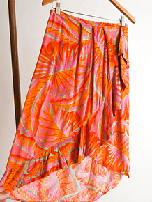 Falda bambula tropical naranja