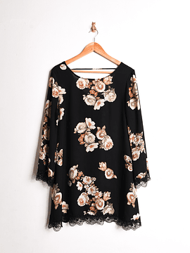 Vestido boho negro floral 