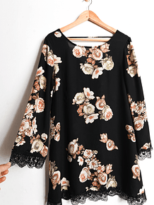 Vestido boho negro floral 