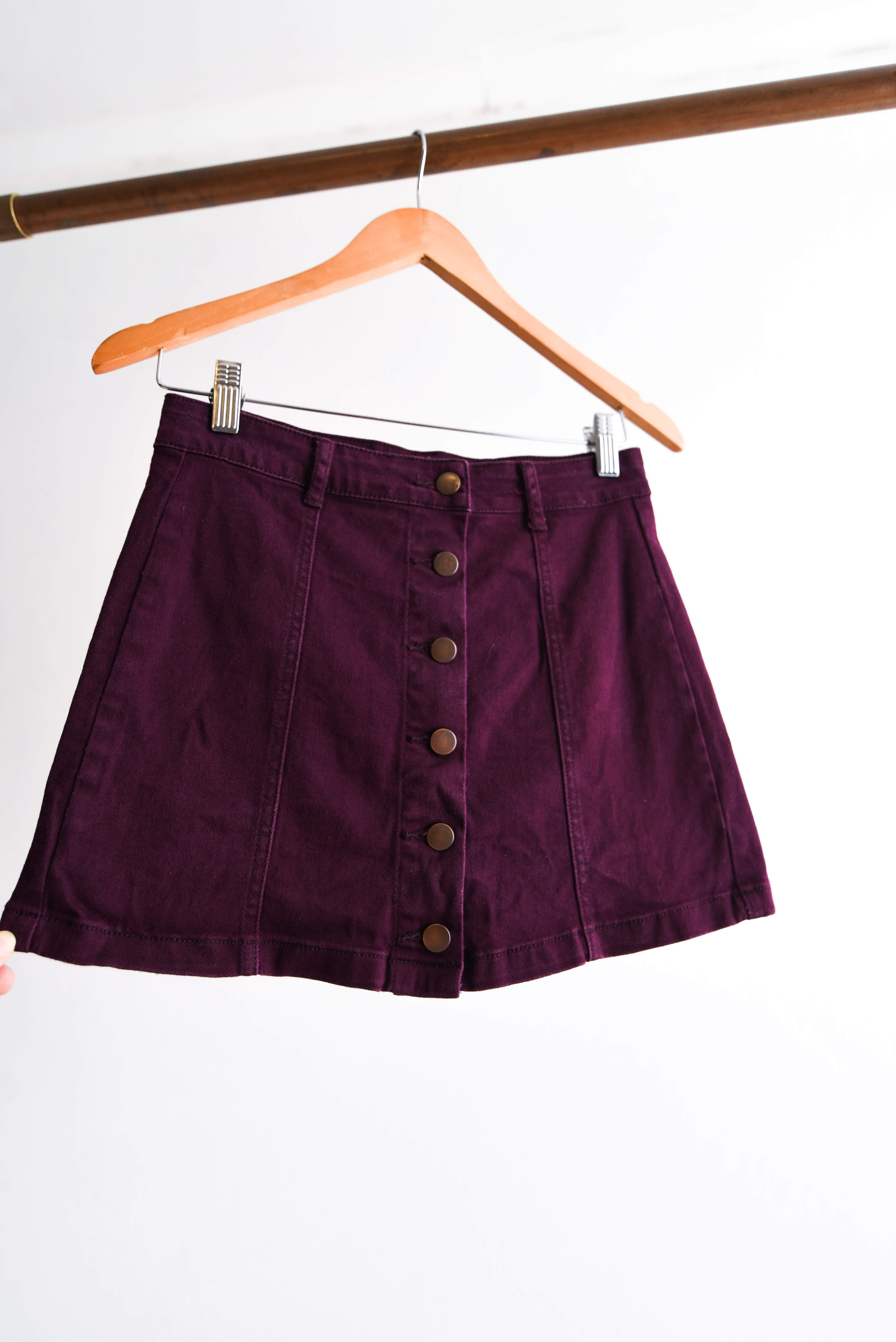 MIni falda denim botones purple