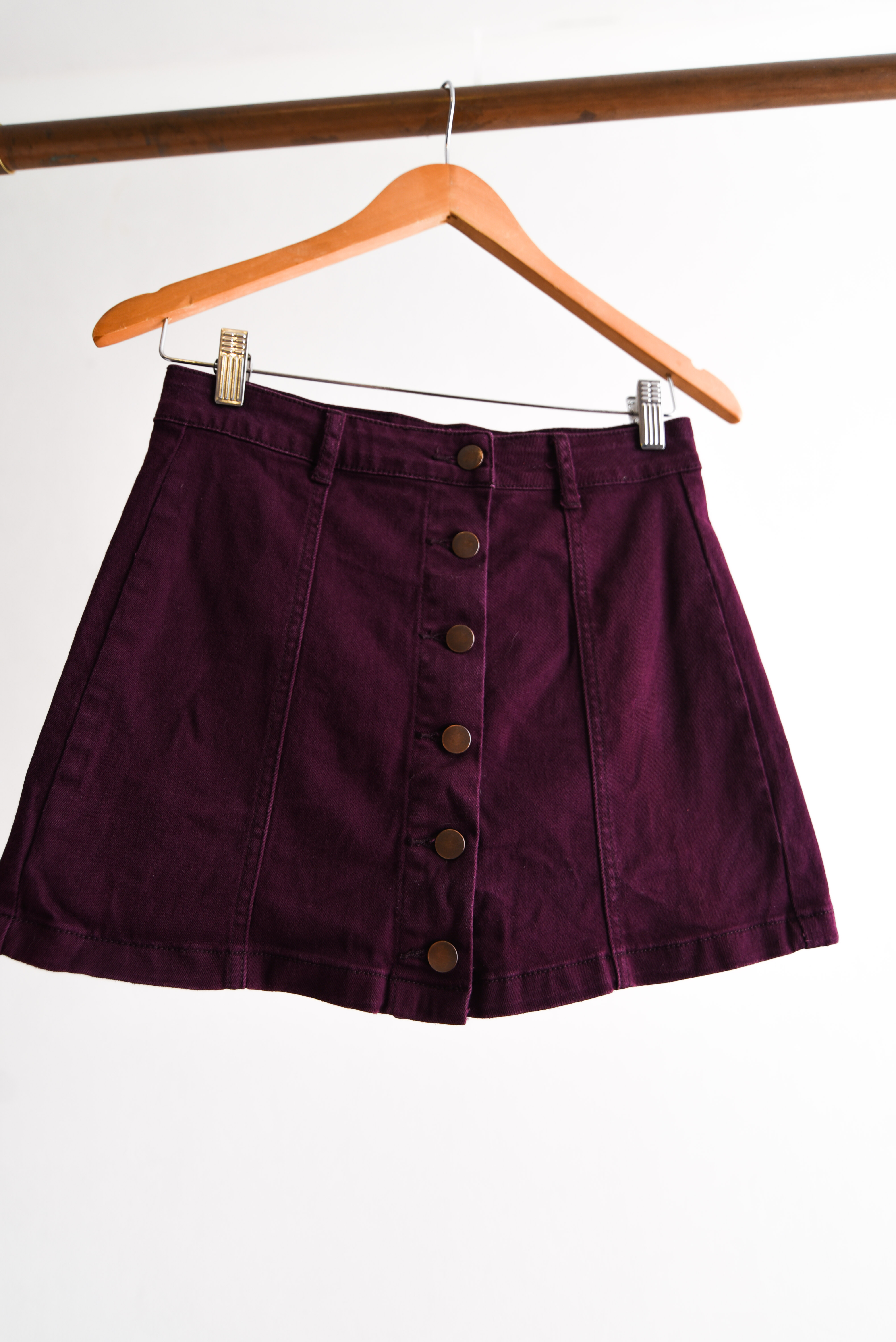 MIni falda denim botones purple