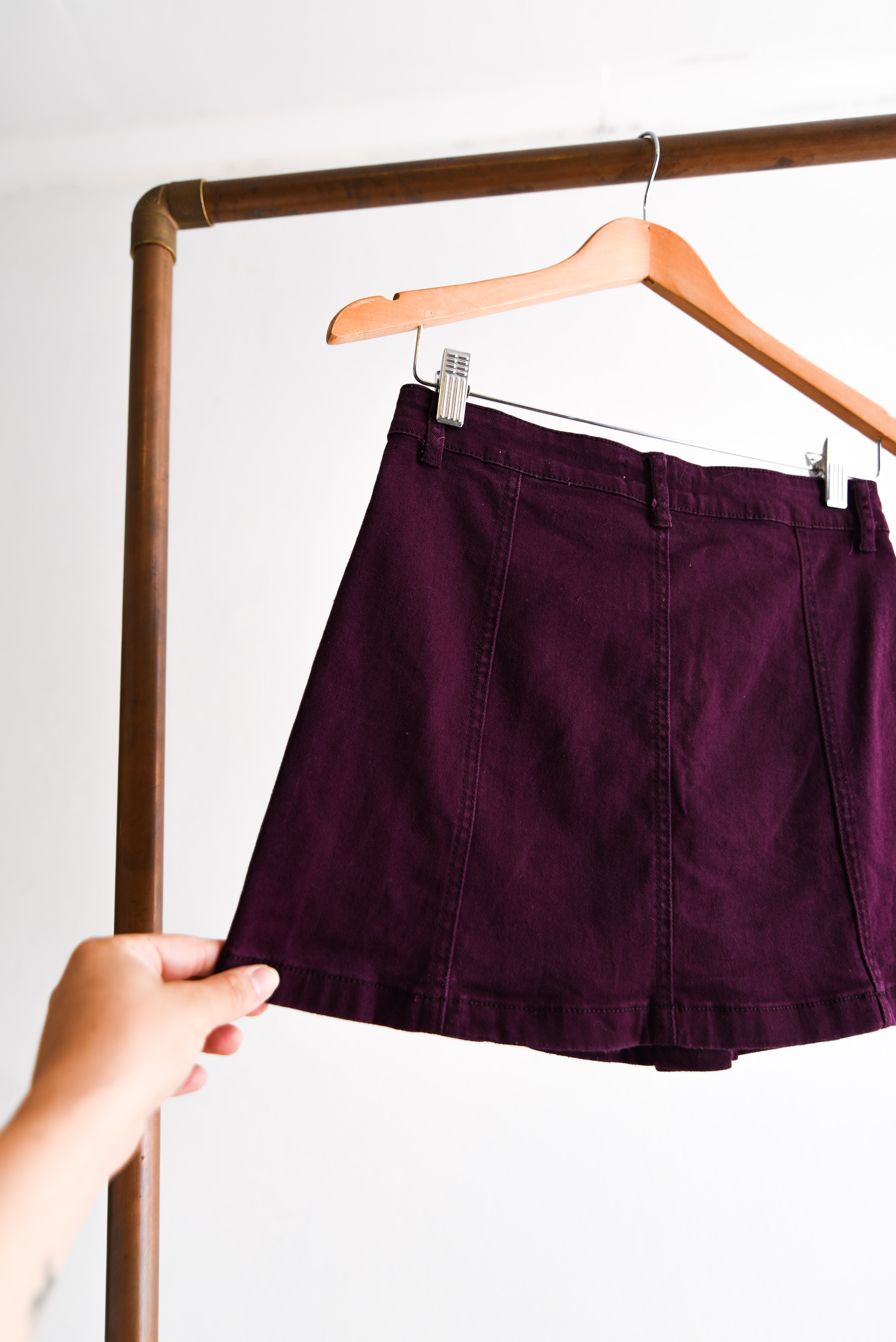 MIni falda denim botones purple