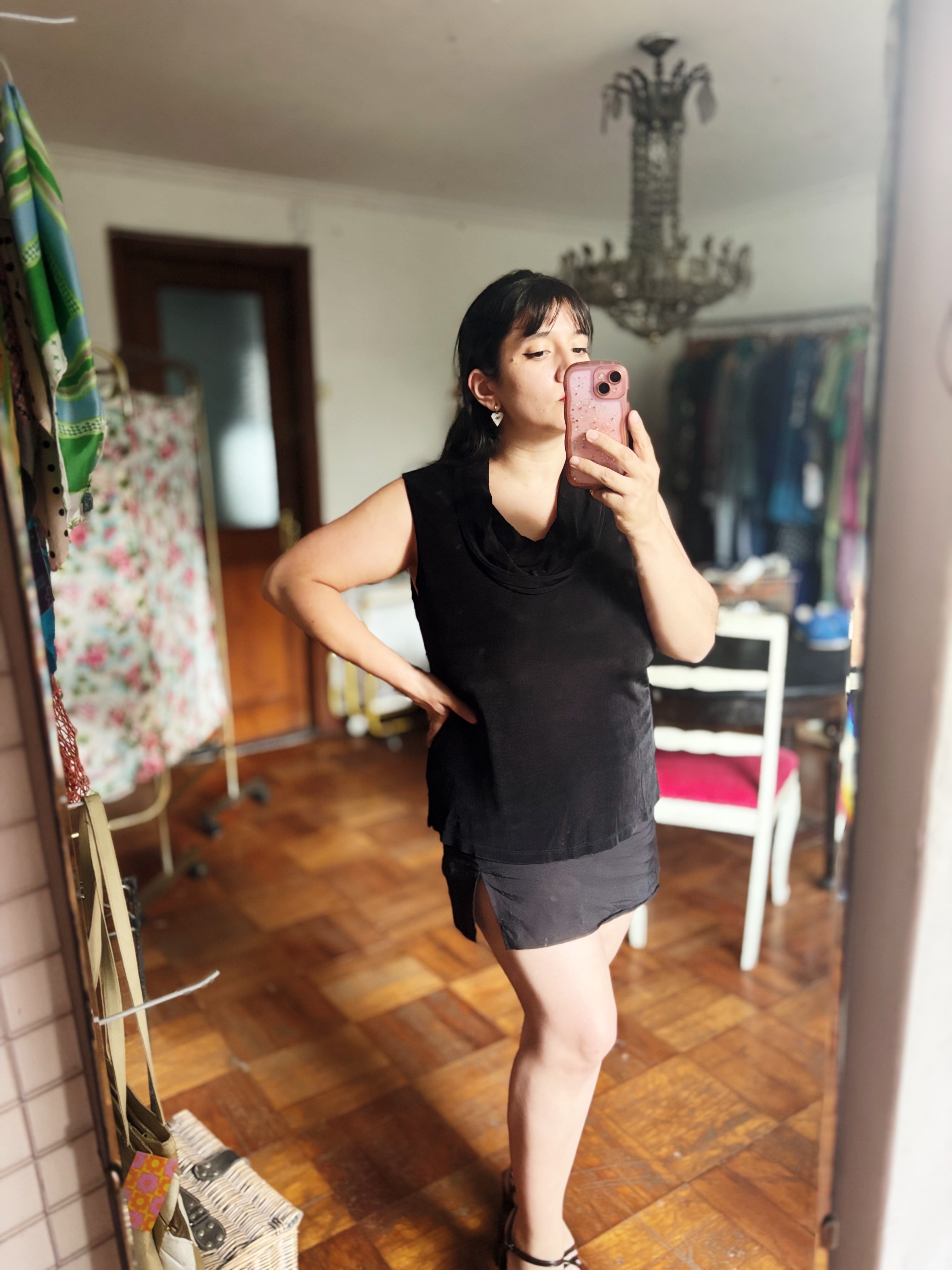 Top negro acetato vintage