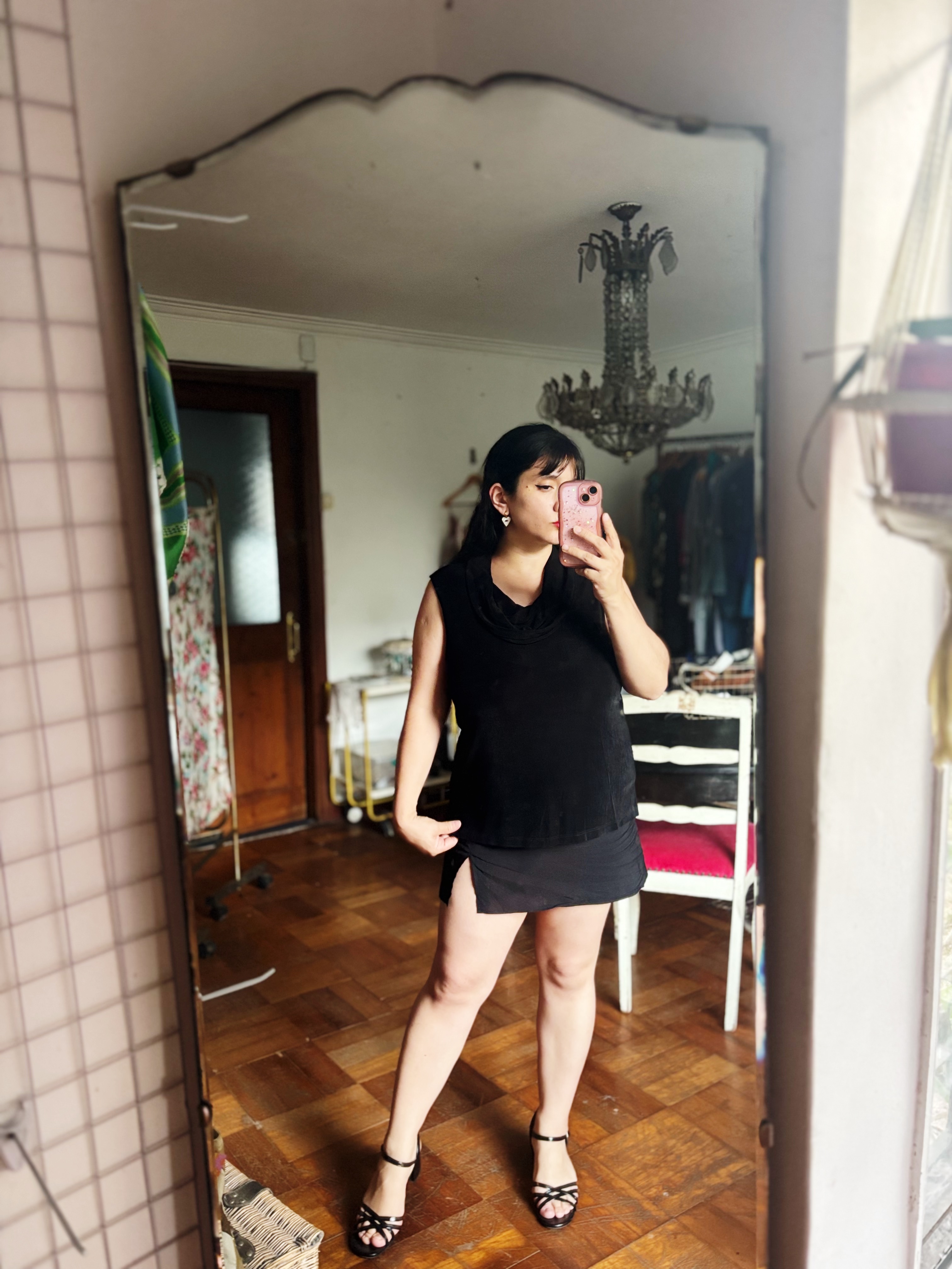 Top negro acetato vintage