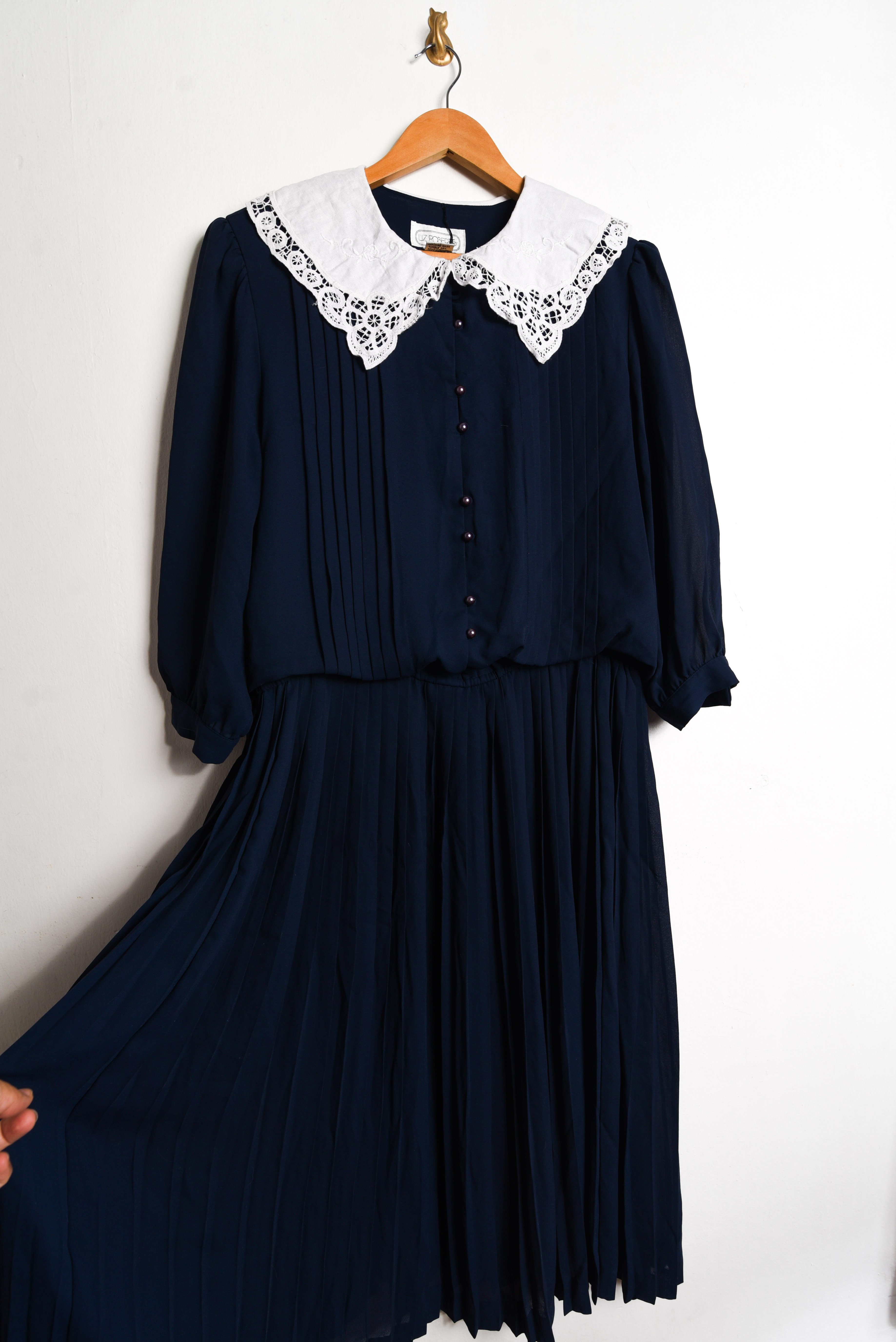 Vestido navy cuellito vintage