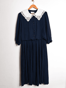 Vestido navy cuellito vintage