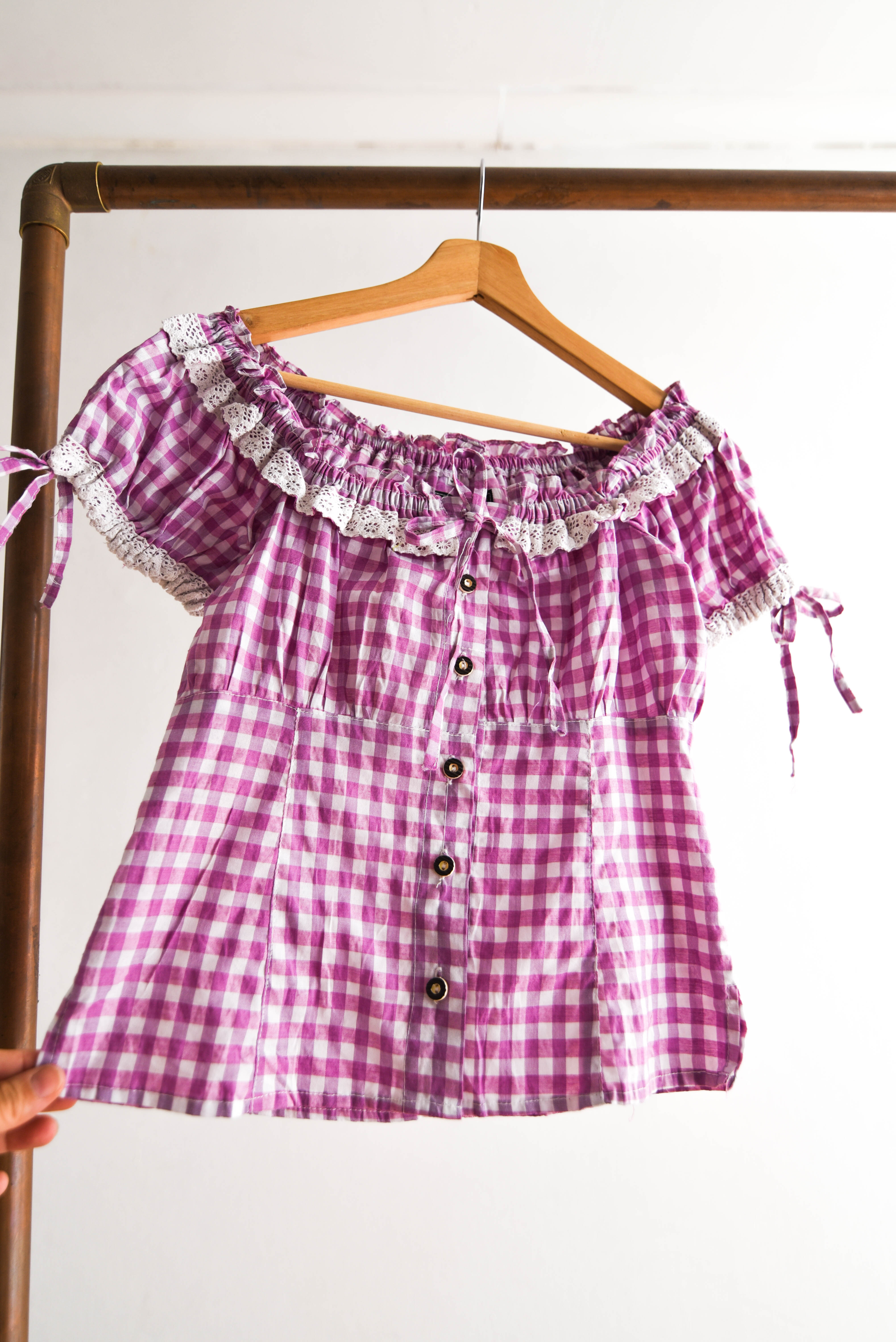 Top gingham lila