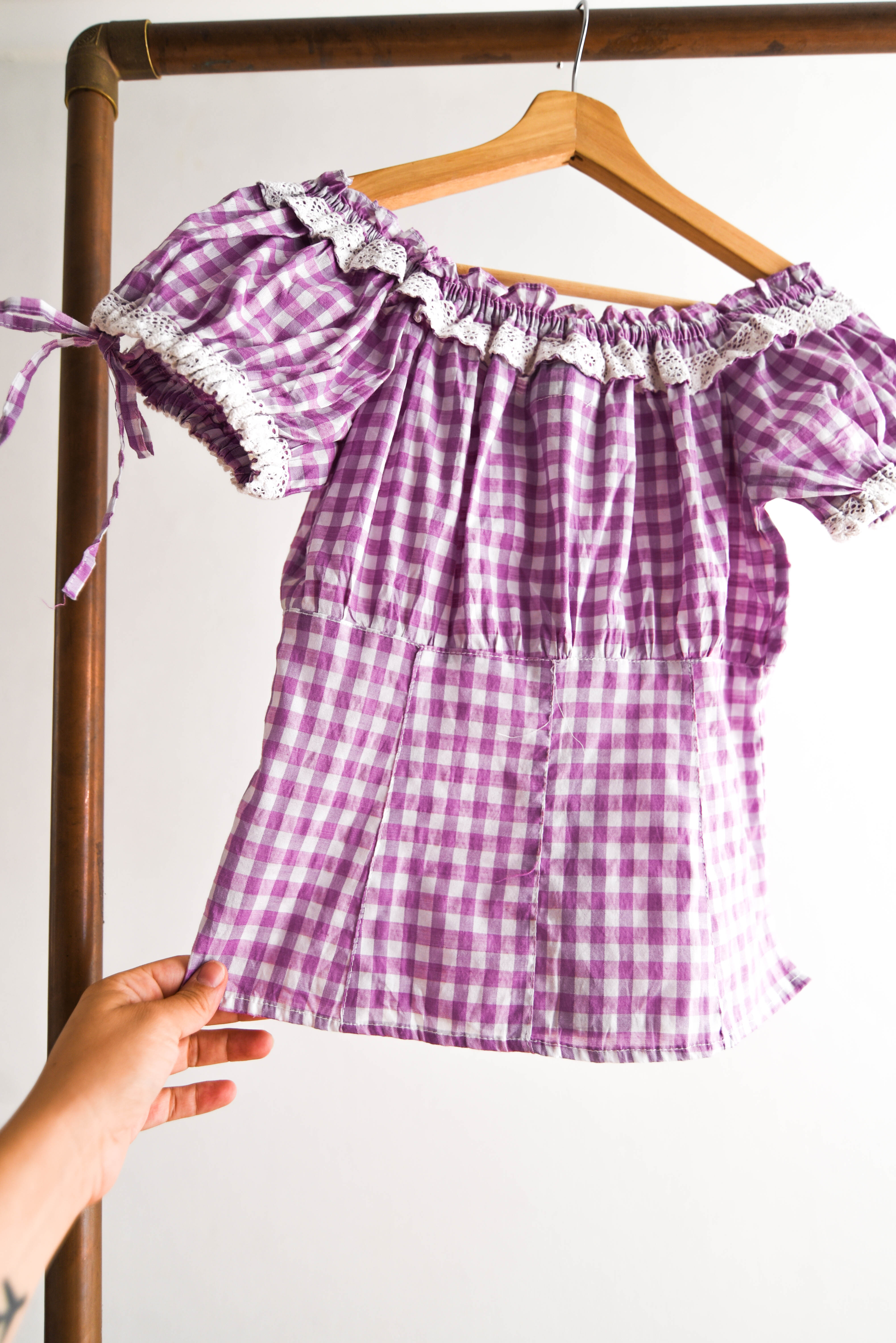 Top gingham lila