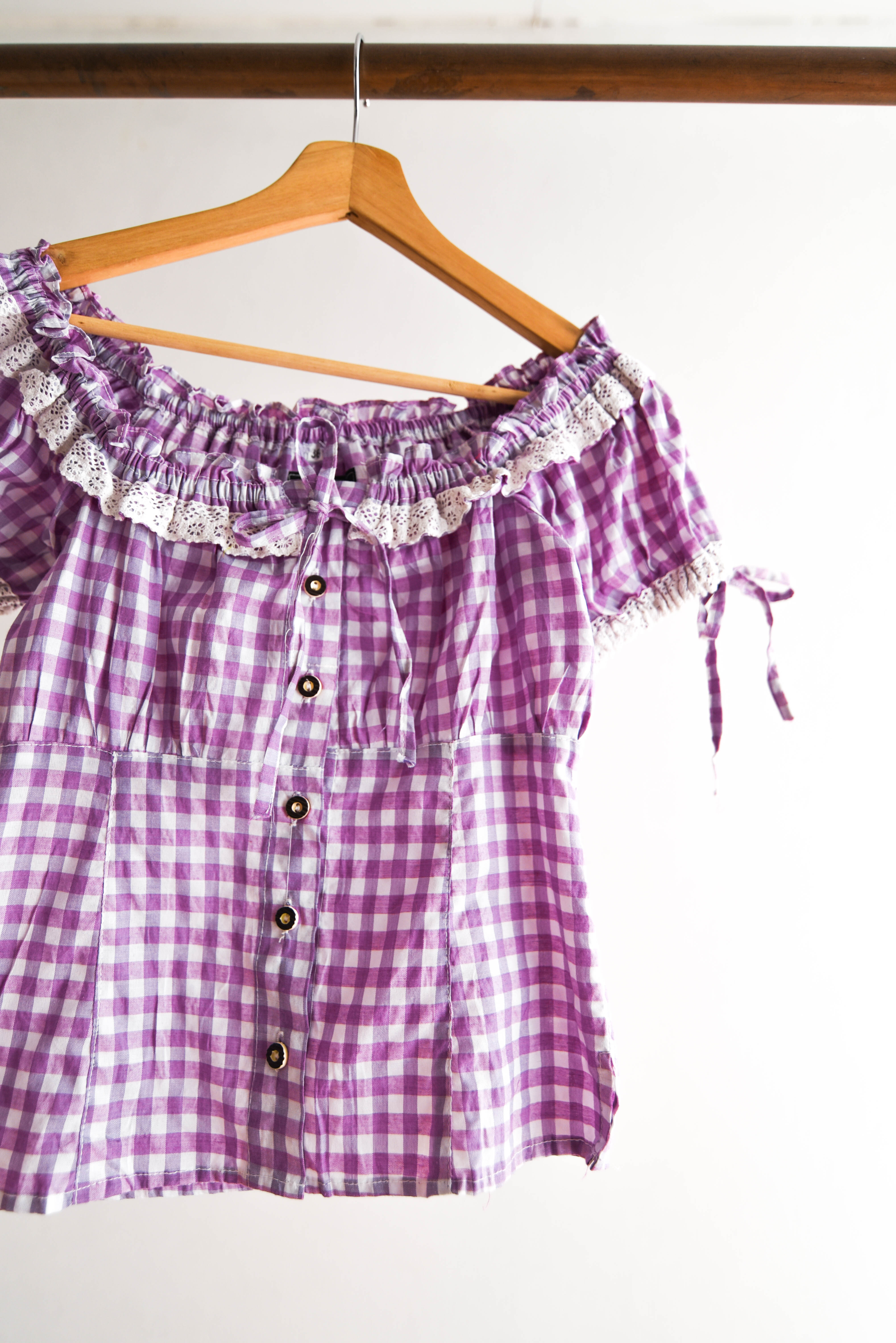Top gingham lila