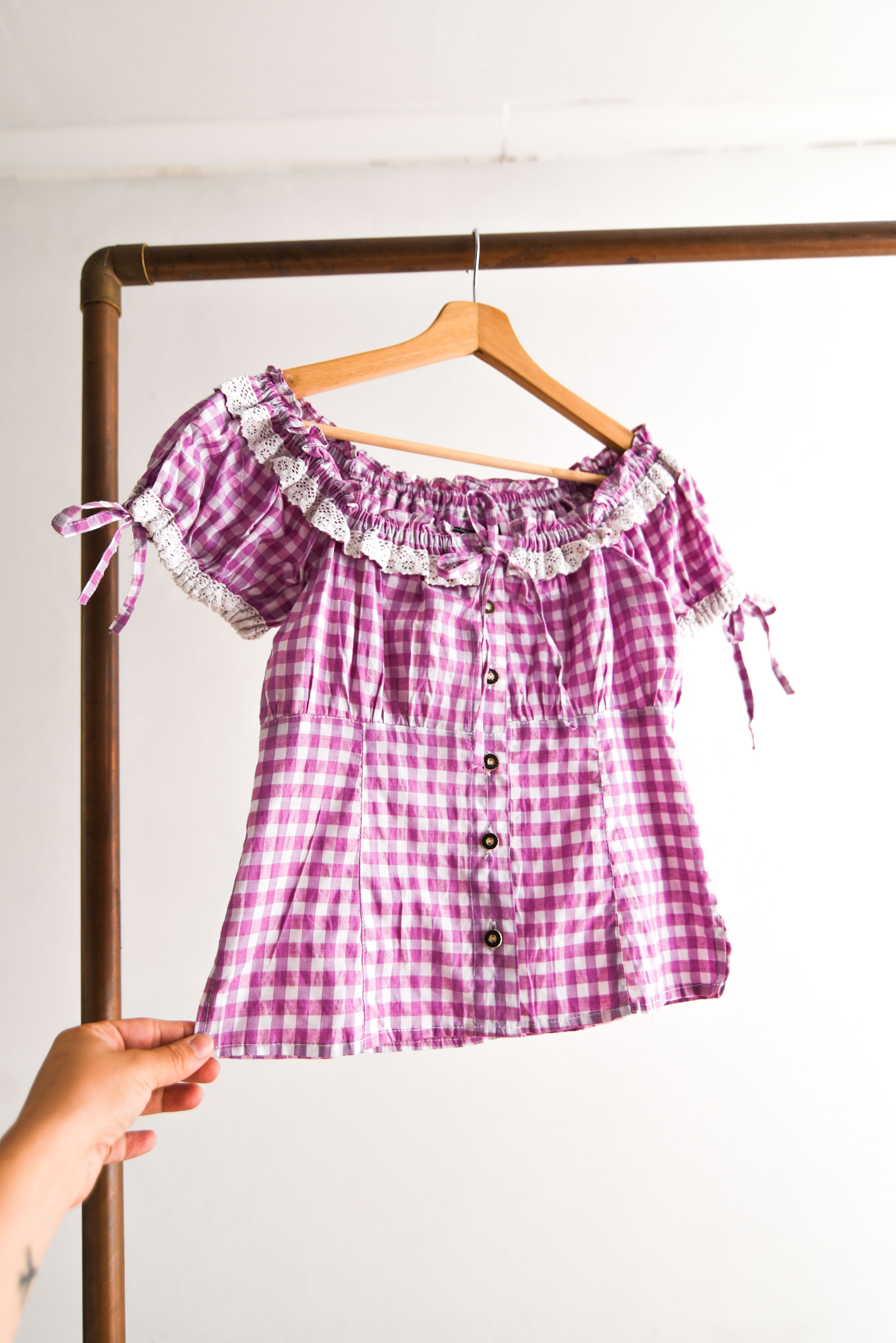Top gingham lila