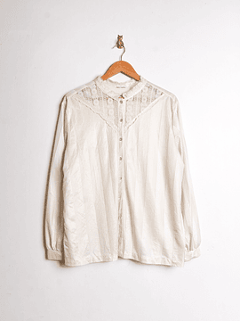 Blusa rayada satín encaje