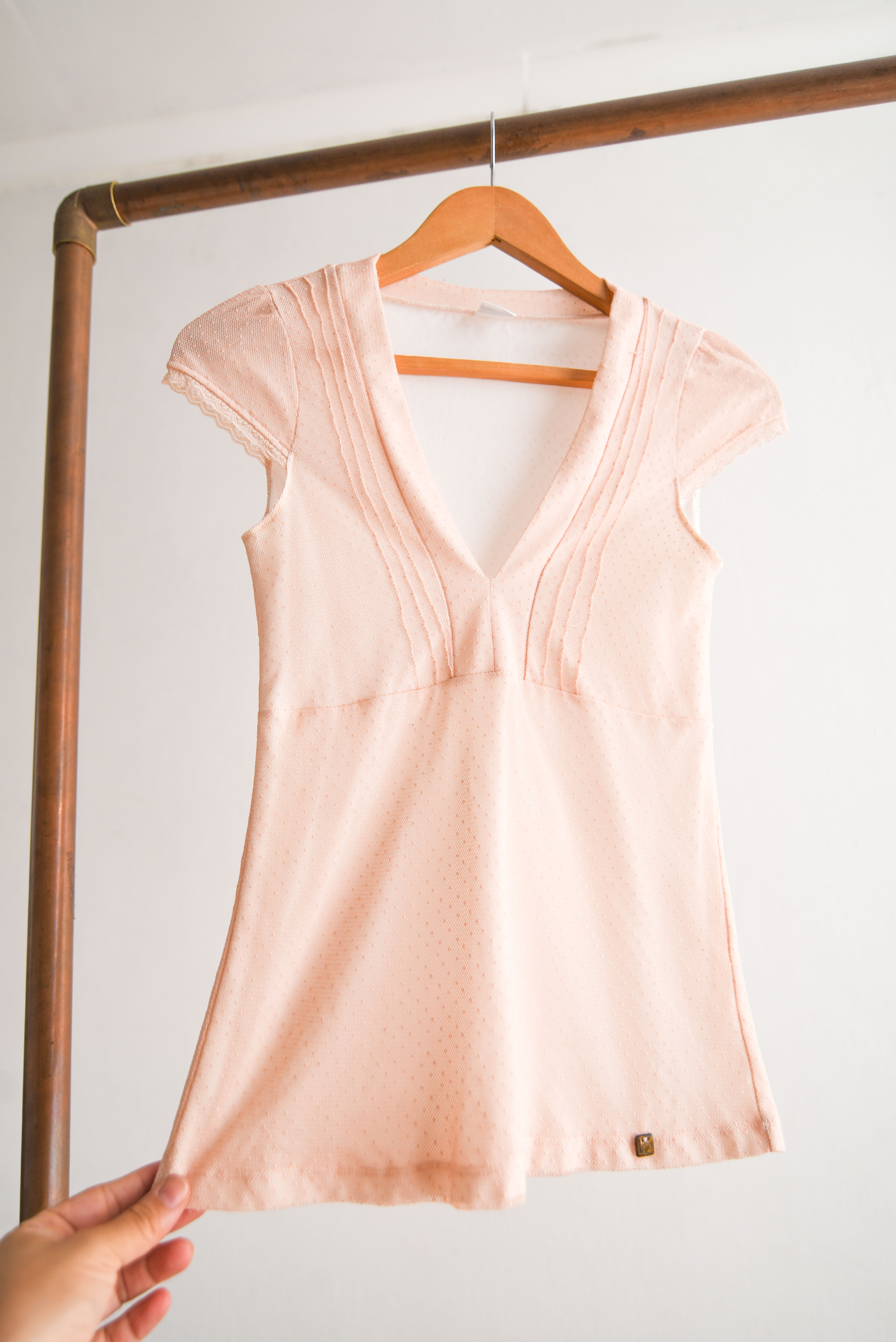 Top rosa pastel mesh