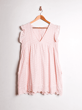 Vestido rosa pastel broderie