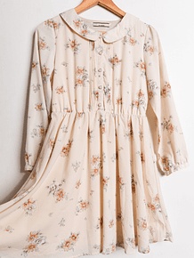 Vestido marfil cuello bebe