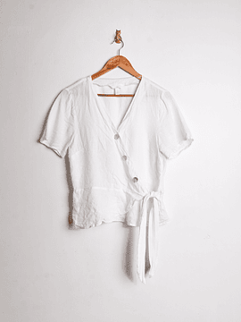 Blusa blanca lino botones