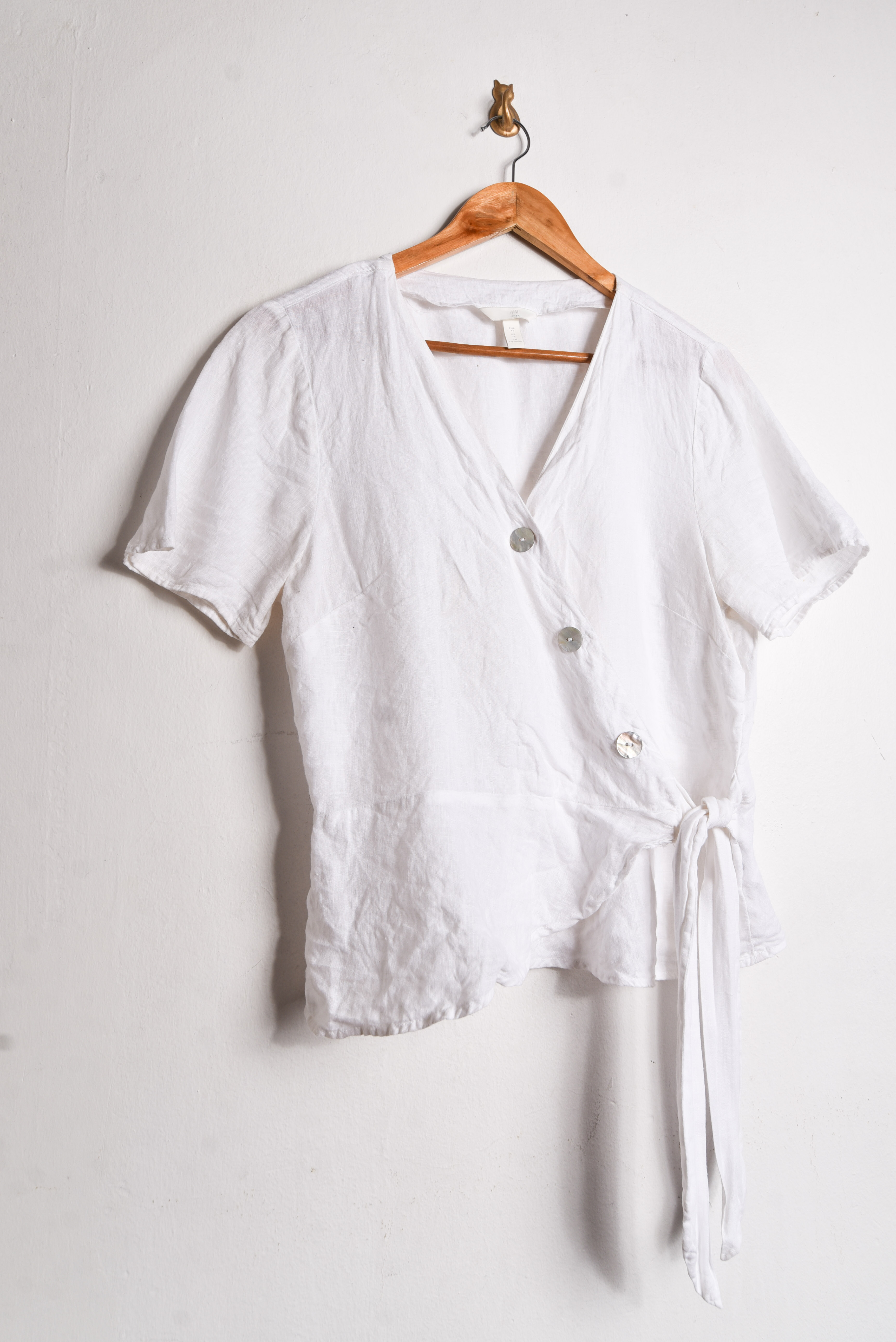 Blusa blanca lino botones