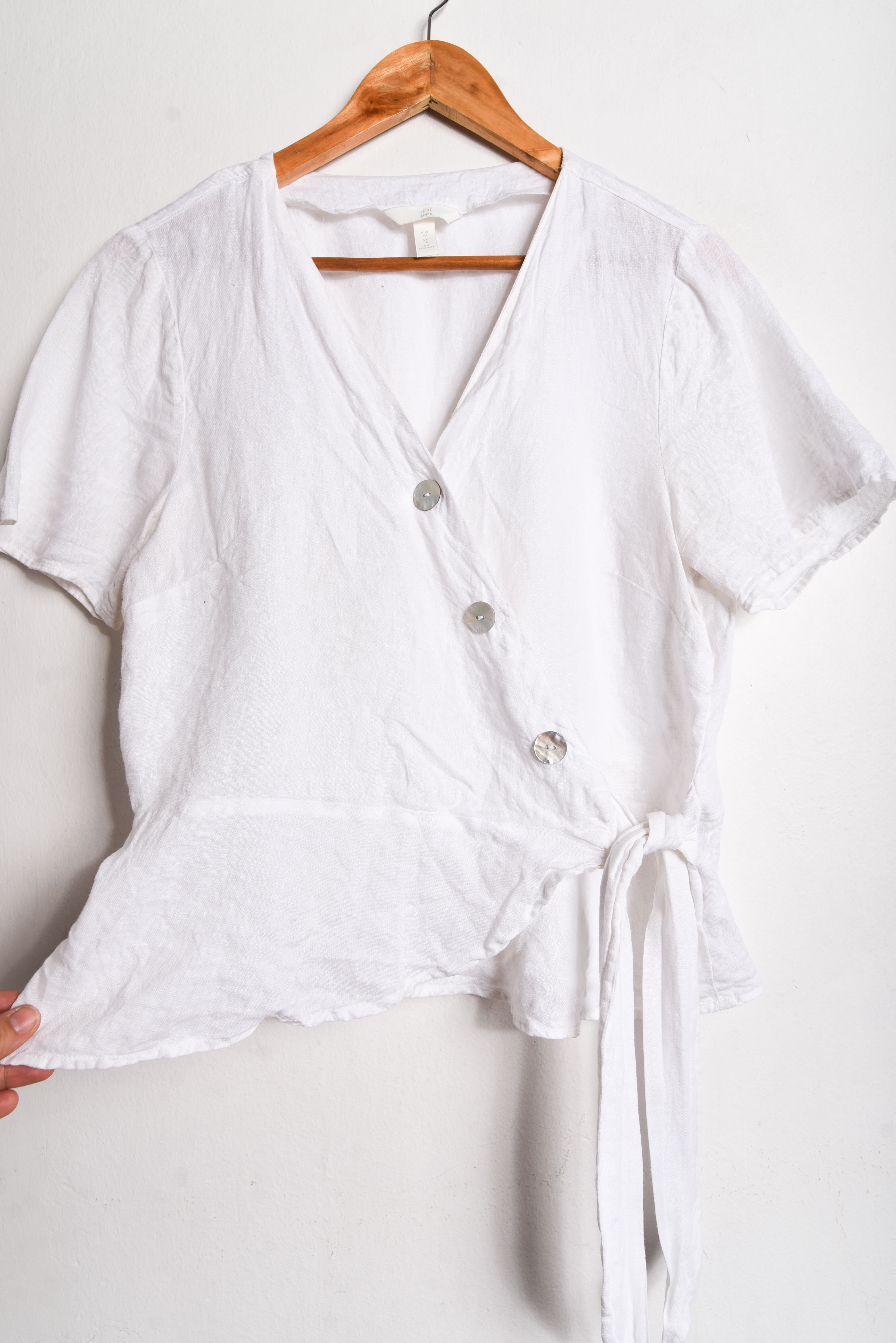 Blusa blanca lino botones