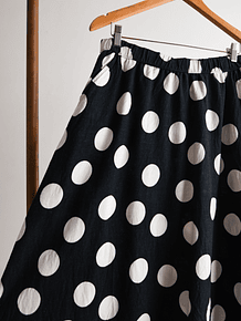 Falda lino b&w lunares