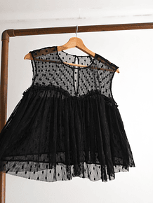 Blusa negra mesh dots