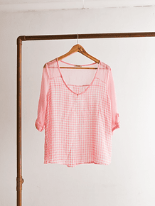 Blusa rosa pastel gingham