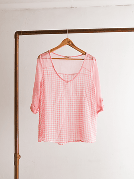 Blusa rosa pastel gingham
