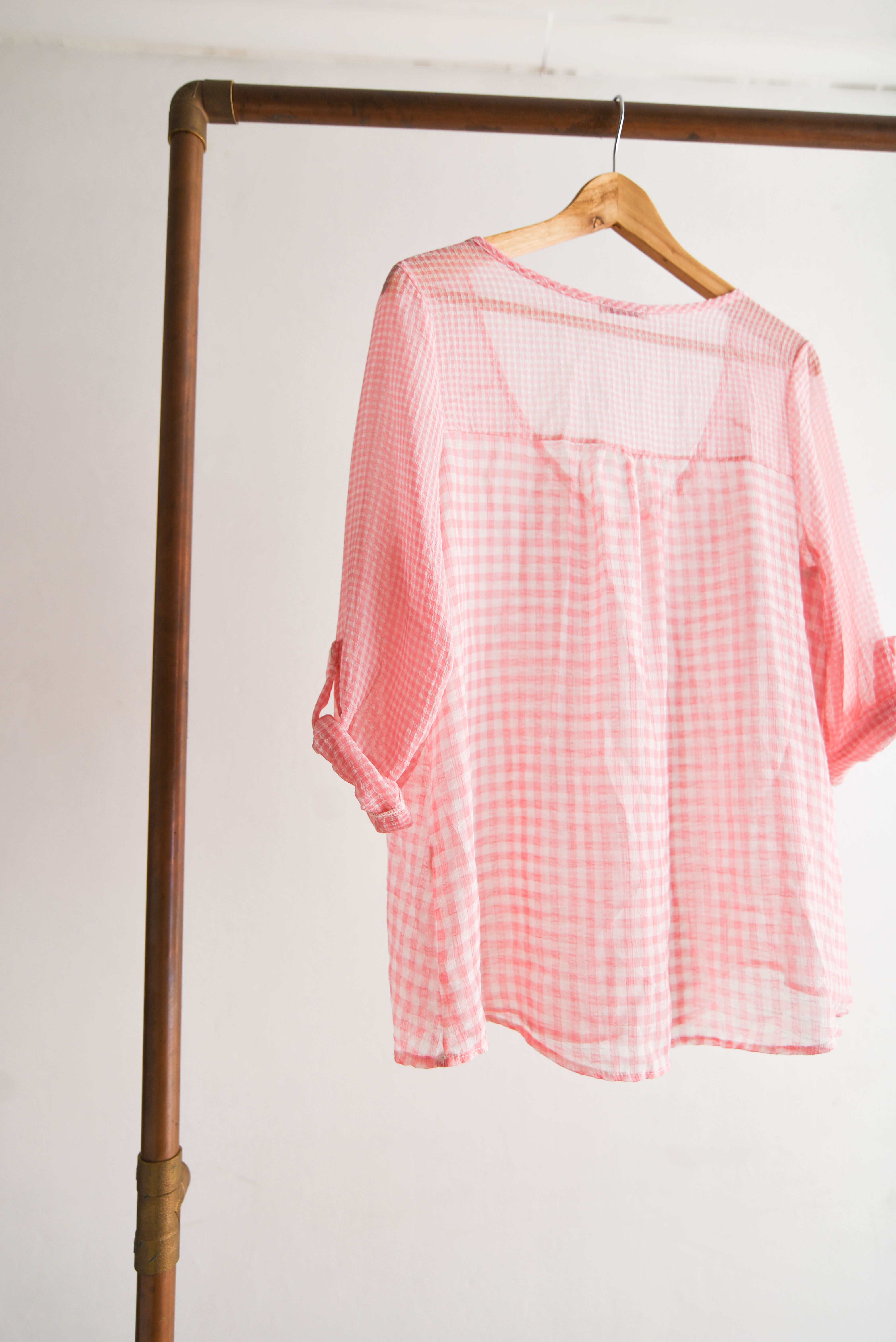 Blusa rosa pastel gingham